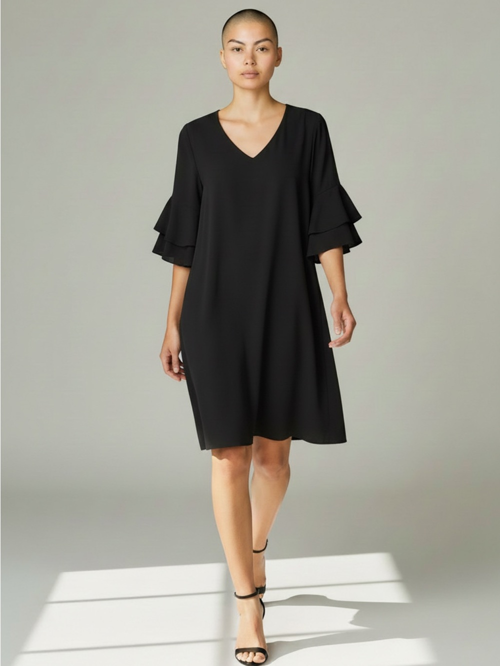 HeartSoul Black Ruffle-Sleeve Mini Dress
